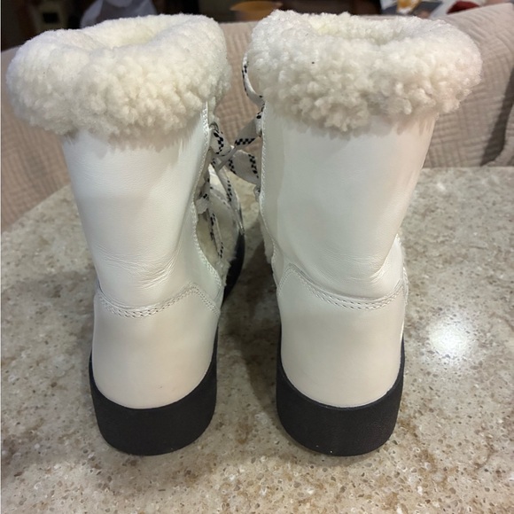 NWOT LA CANADIENNE ELOISE SHEARLING-LINED LEATHER SNOW WINTER BOOT WHITE Size 39 - Picture 8 of 12